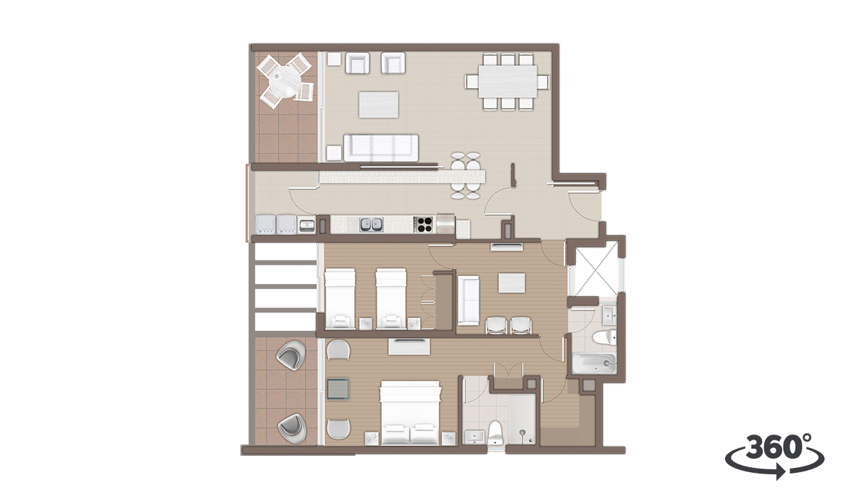 Departamento Tipo C - 2 dormitorios + estar + 2 baños