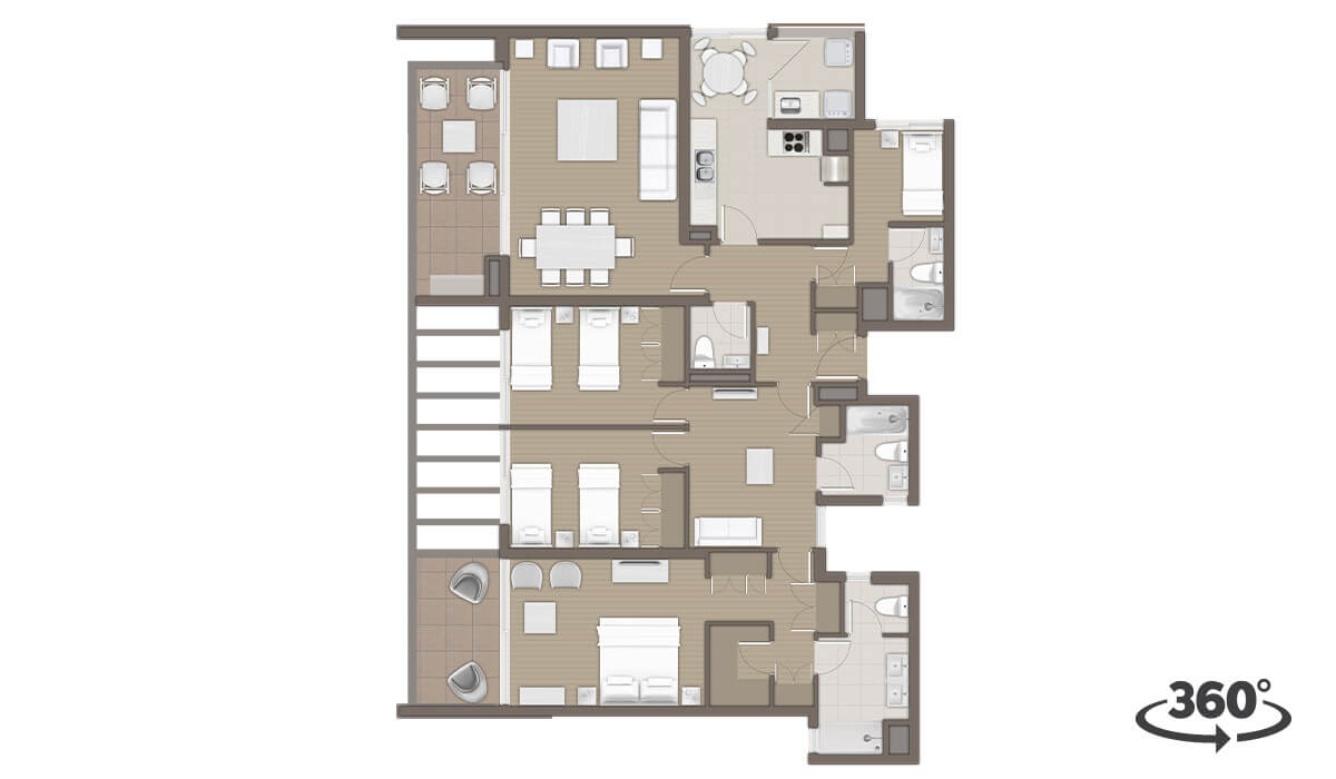 Departamento 4 dormitorios + Estar + 4 baños
