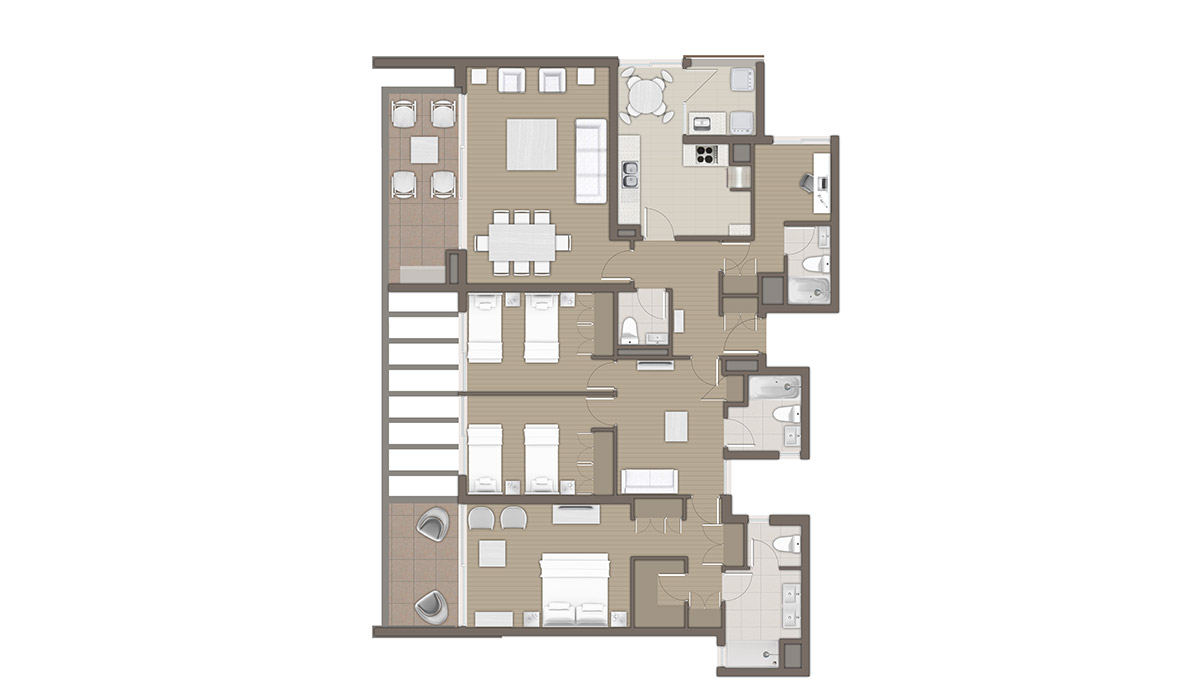 Departamento 3 dormitorios + escritorio + estar + 4 baños