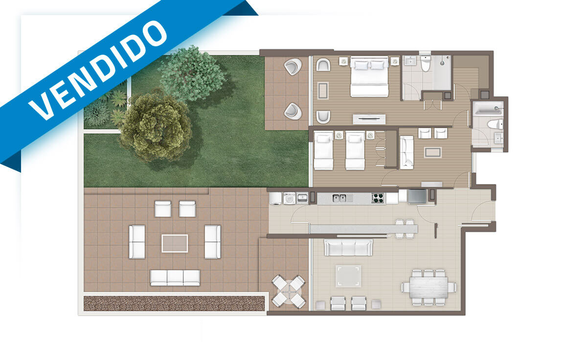 La Dehesa - Planta depto tipo B con Jardín