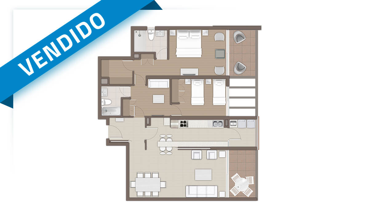 Departamento 2 dormitorios + Estar + 2 baños