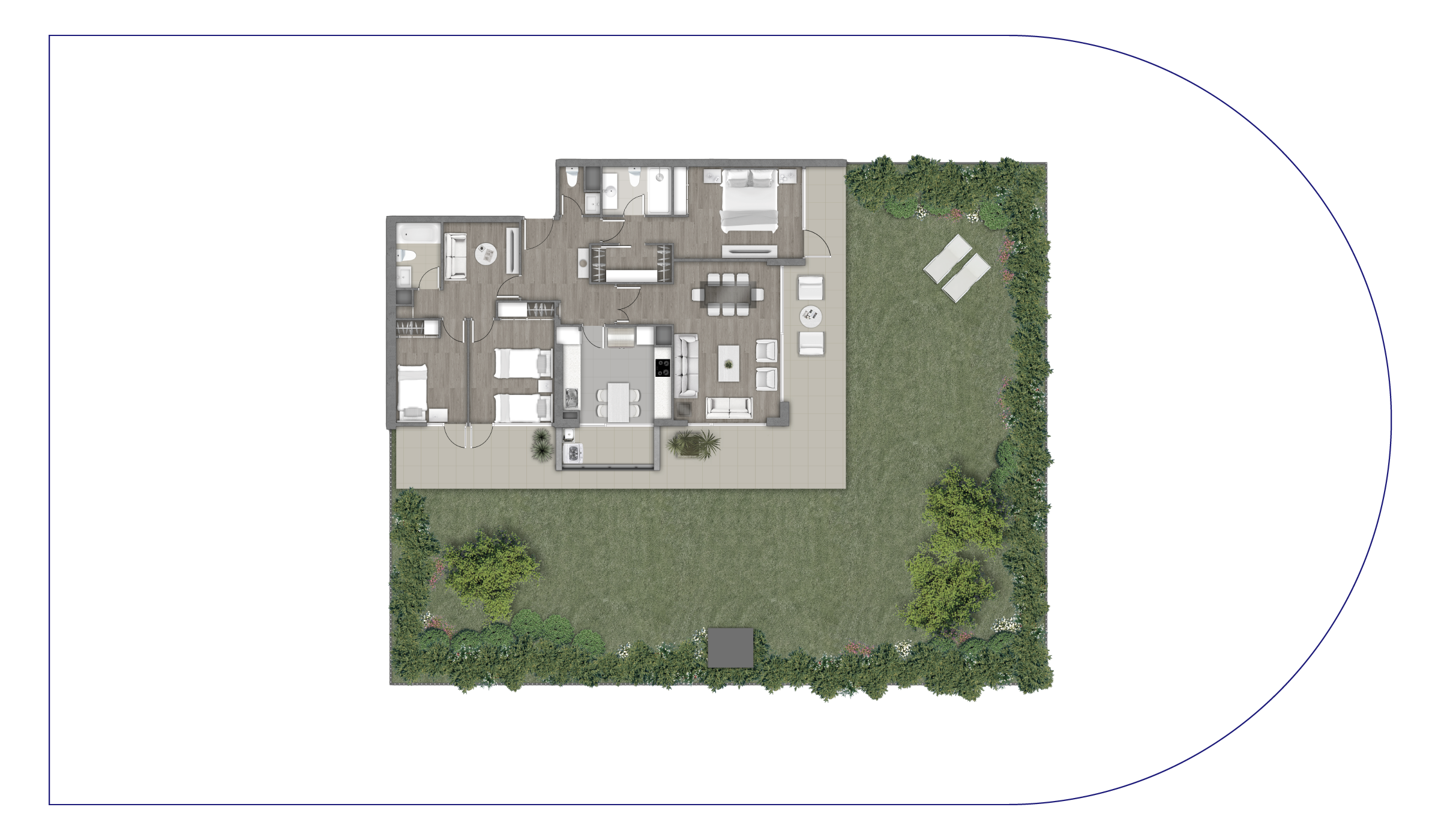 Planta Tipo C1 3 D + 3 B + Sala de Estar + Jardín Privado