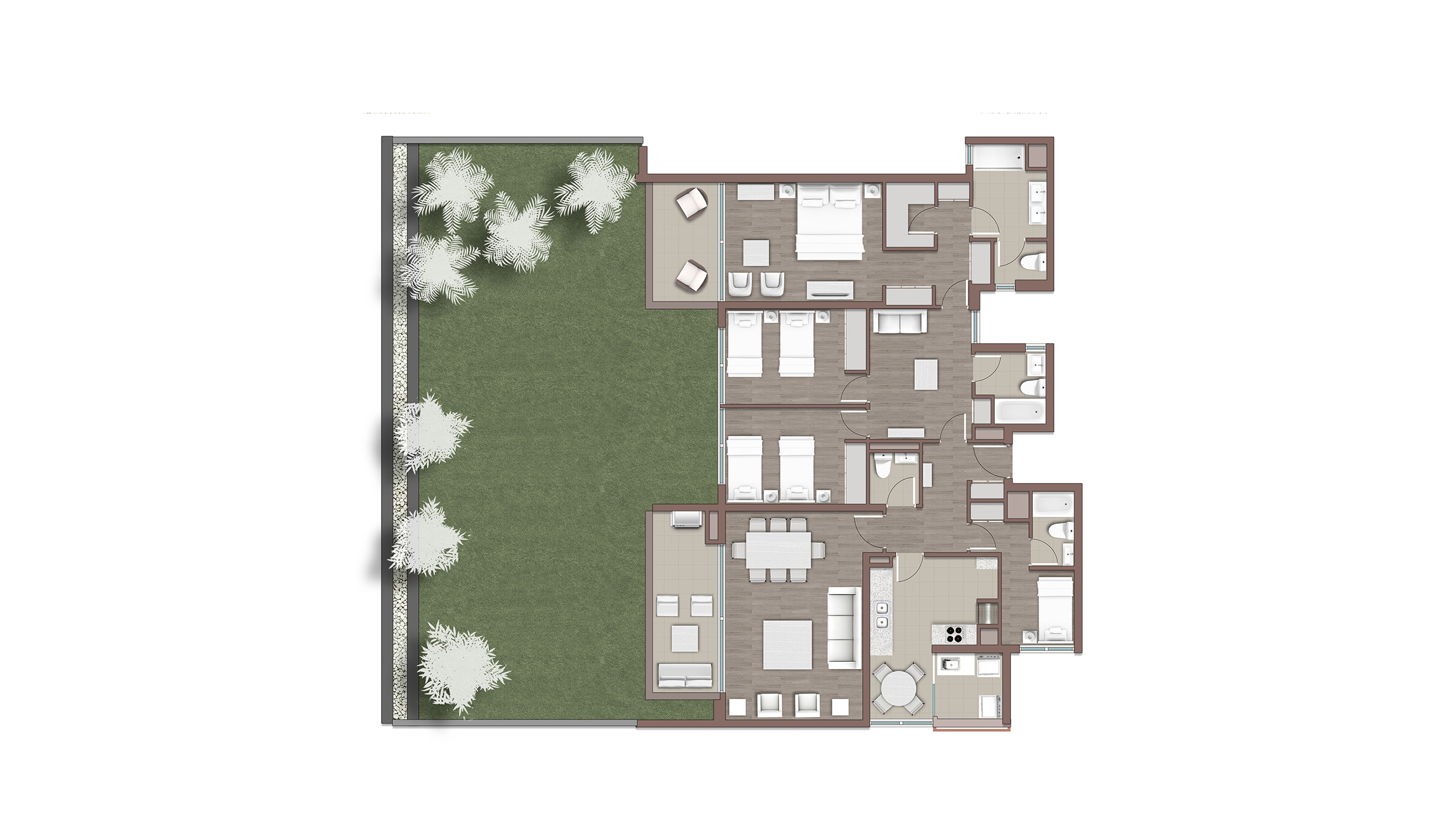 4D + 4B + Jardín privado