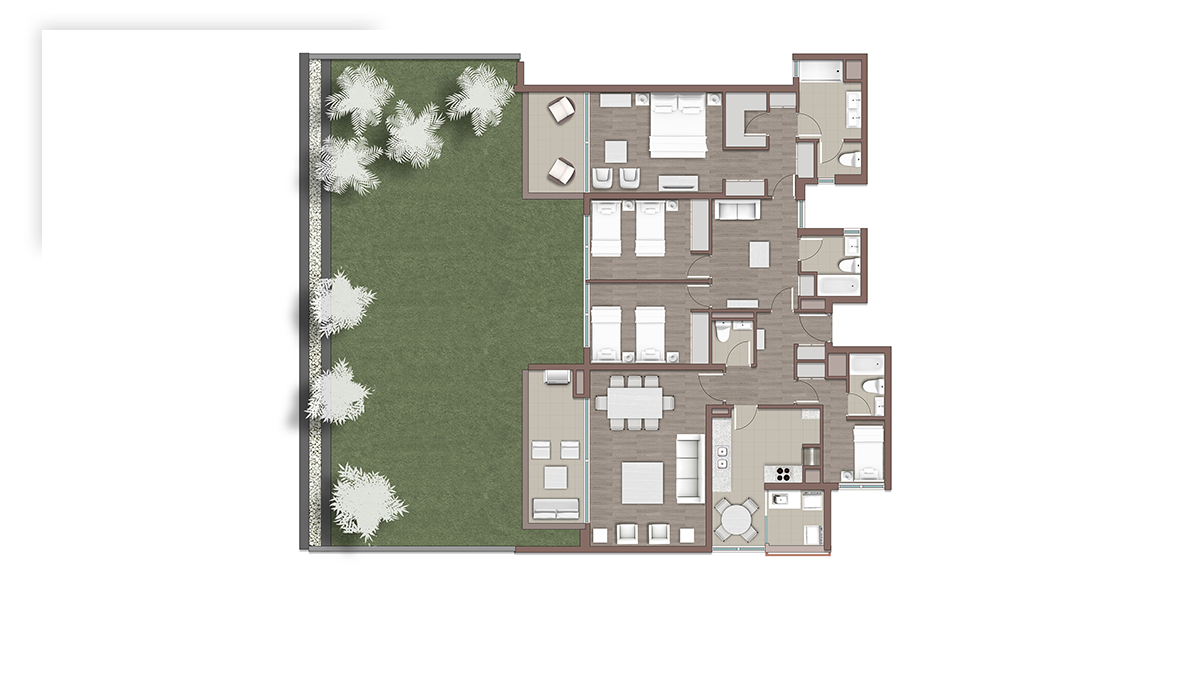 4D + 4B + Jardín privado