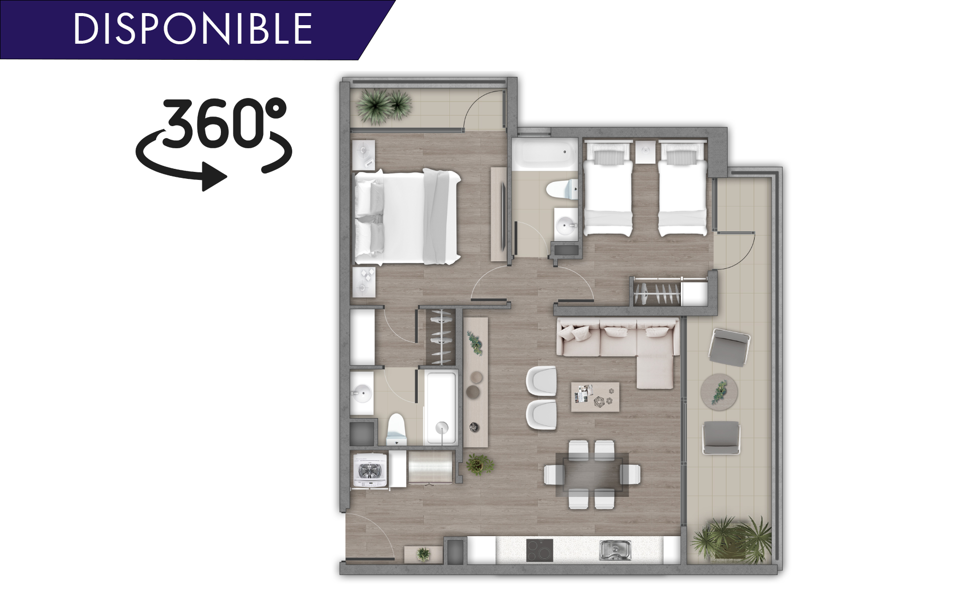 Departamento 2 dormitorios + 2 baños